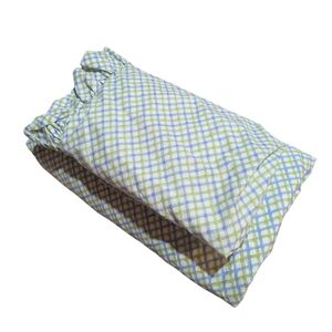 Vintage Laura Ashley King Fitted Sheet & Euro Sham Blue Green Plaid Cotton